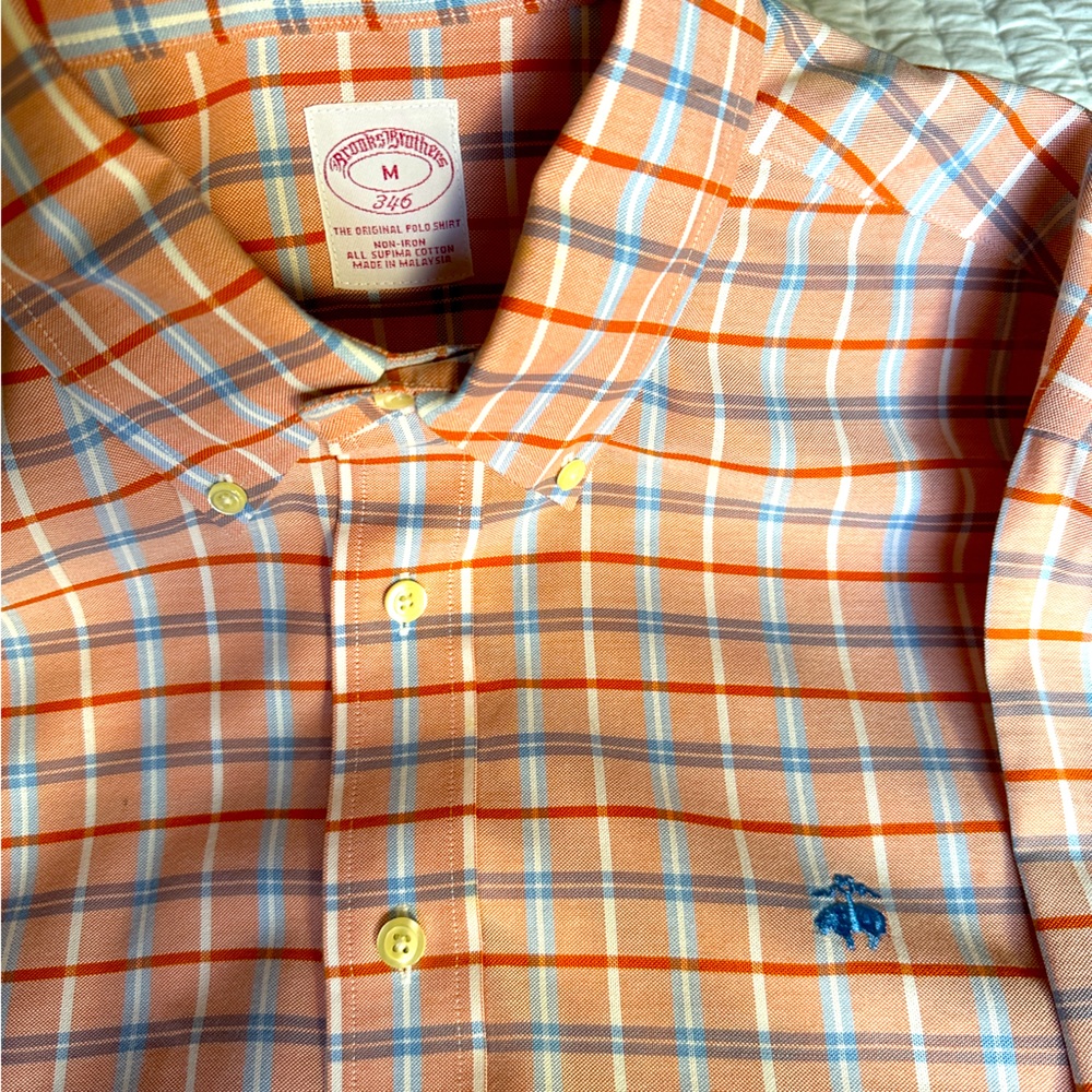 Brooks brothers Orange and blue button down size medium